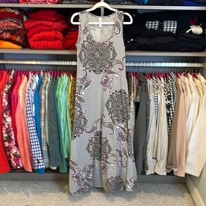 24SEVEN gray/lavender paisley print sleeveless maxi dress size S